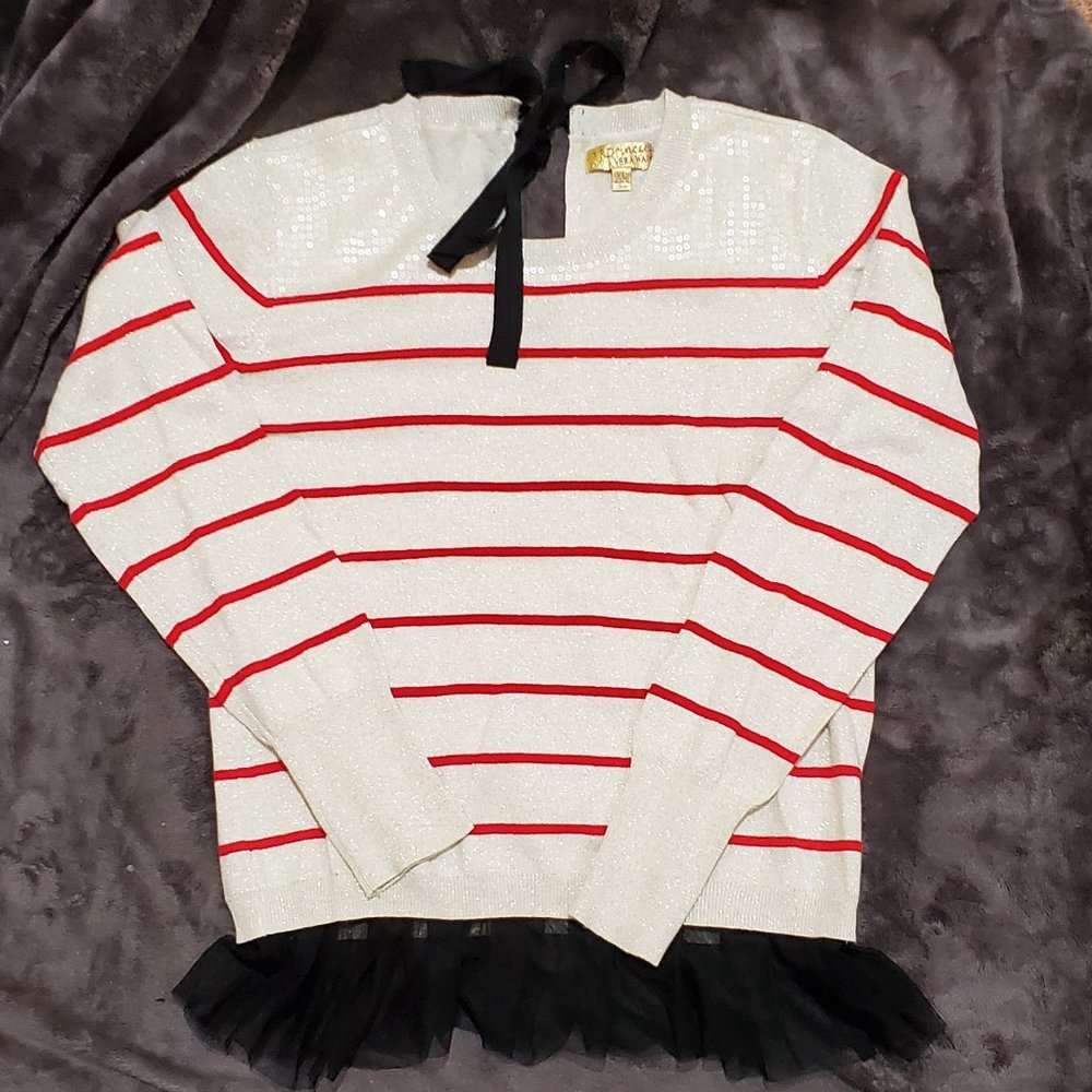 Princess Vera Wang Top Women's Size XL Long Sleeves Black Lace Trim